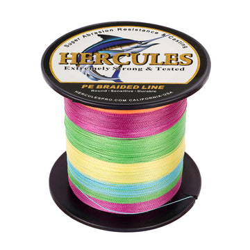 100M 109Yds Multicolor 6lb-100lb HERCULES PE Braided Fishing Line 4 Strands
